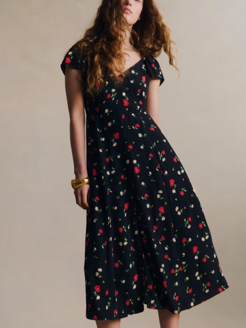 Sezane Alessia Dress Poppy Print - Size 38